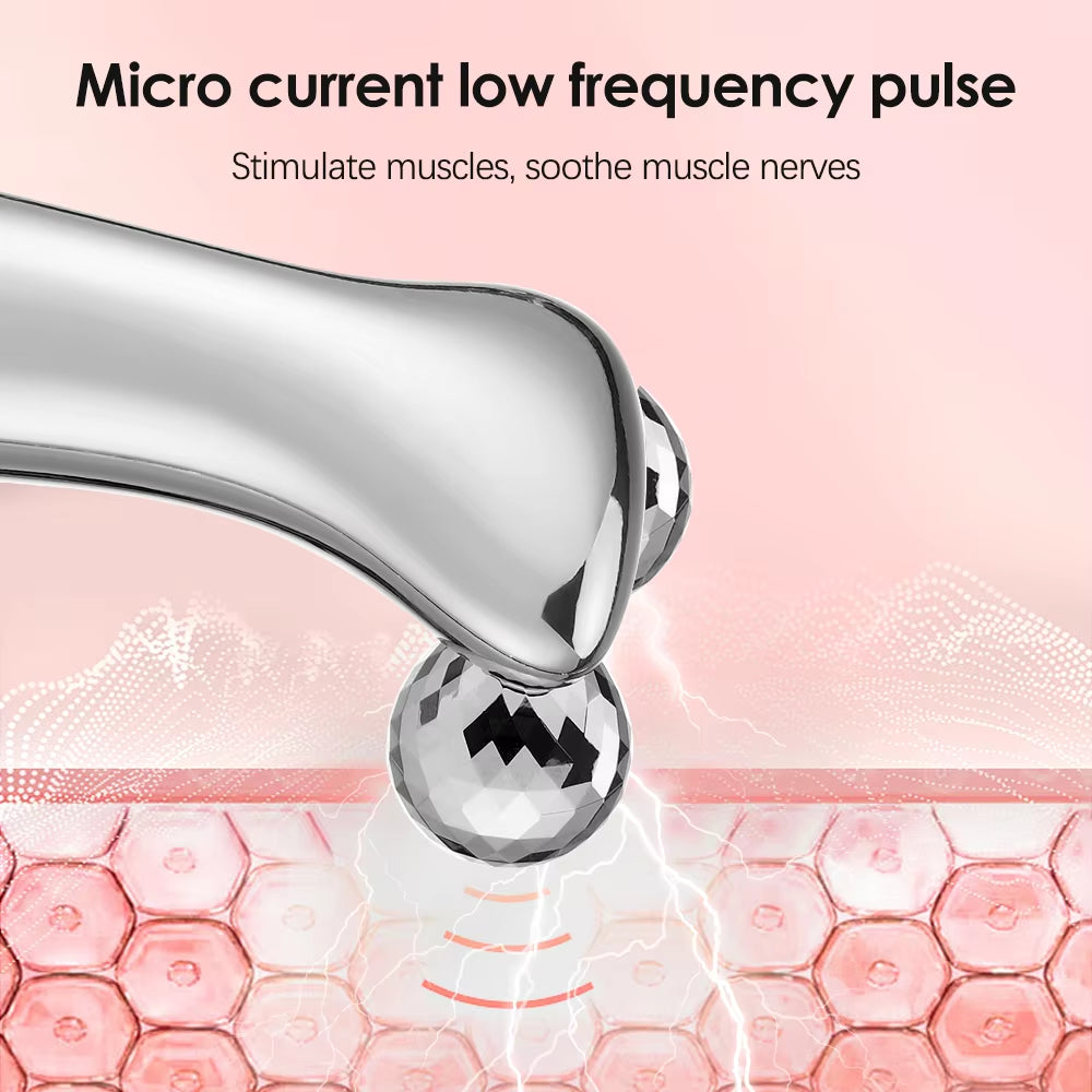 4D Roller Facial Massager EMS Face Lift Device V-Face Slimmer Skin Tightening Double Chin Remover Eye Care Massage Beauty Roller