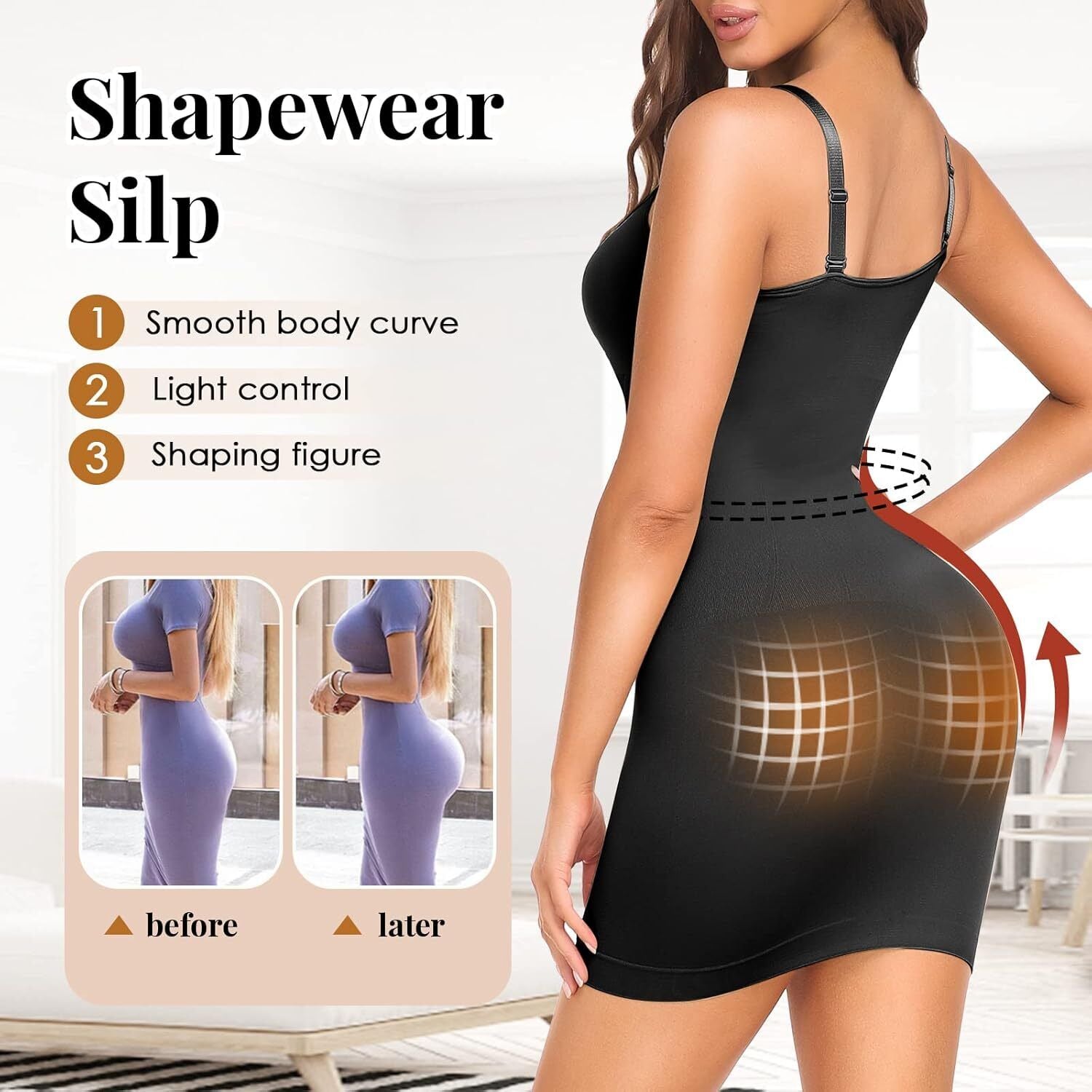 Women Dress Slips Body Shaper Full Slip Shapewear Tummy Control under Dresses