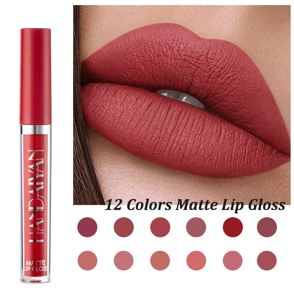 12 Colors Nude Liquid Lip Gloss Long-Lasting Cosmetics Lip Stick Cream Waterproof Matte Lipstick for Lips Silky Velvet Lip Tint