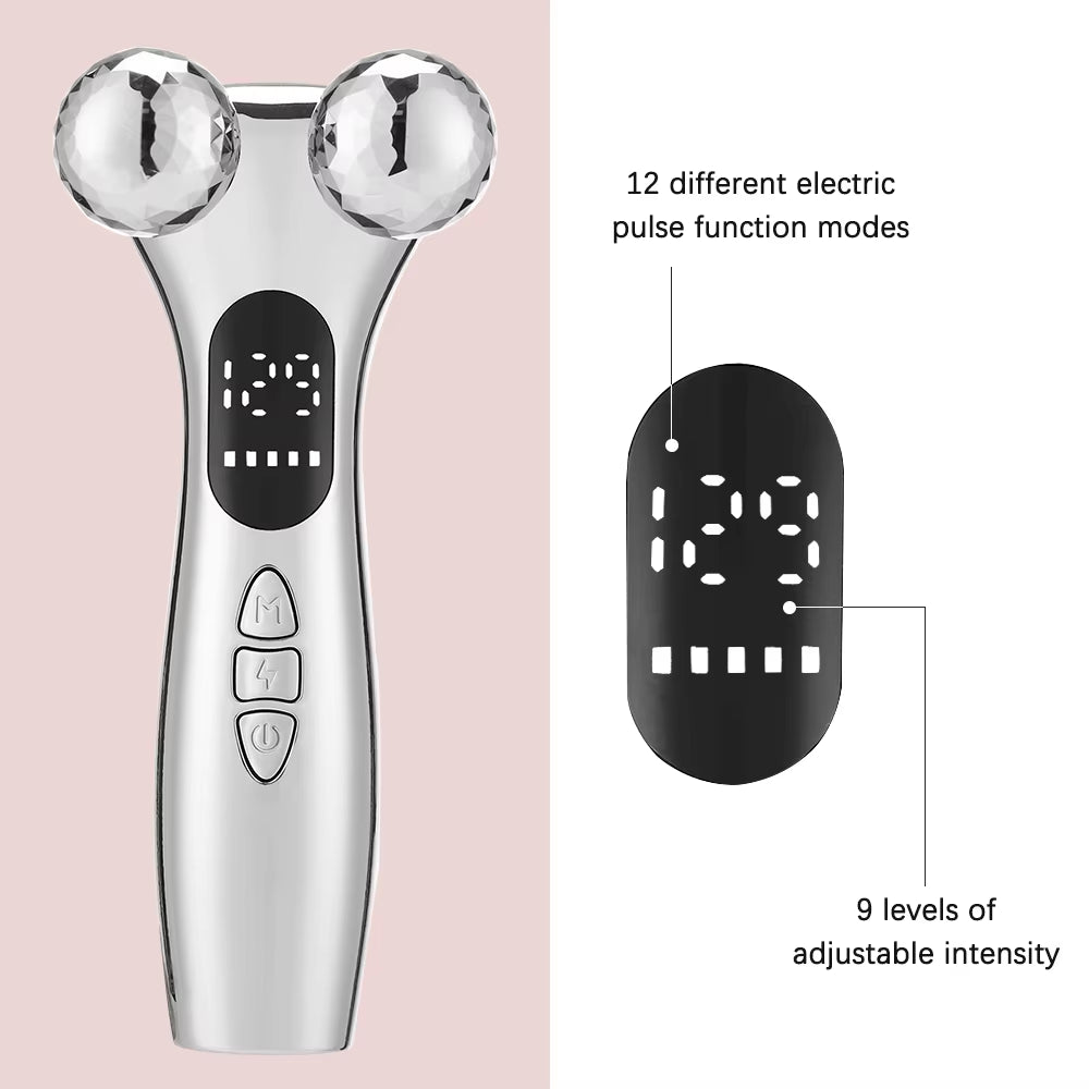 4D Roller Facial Massager EMS Face Lift Device V-Face Slimmer Skin Tightening Double Chin Remover Eye Care Massage Beauty Roller