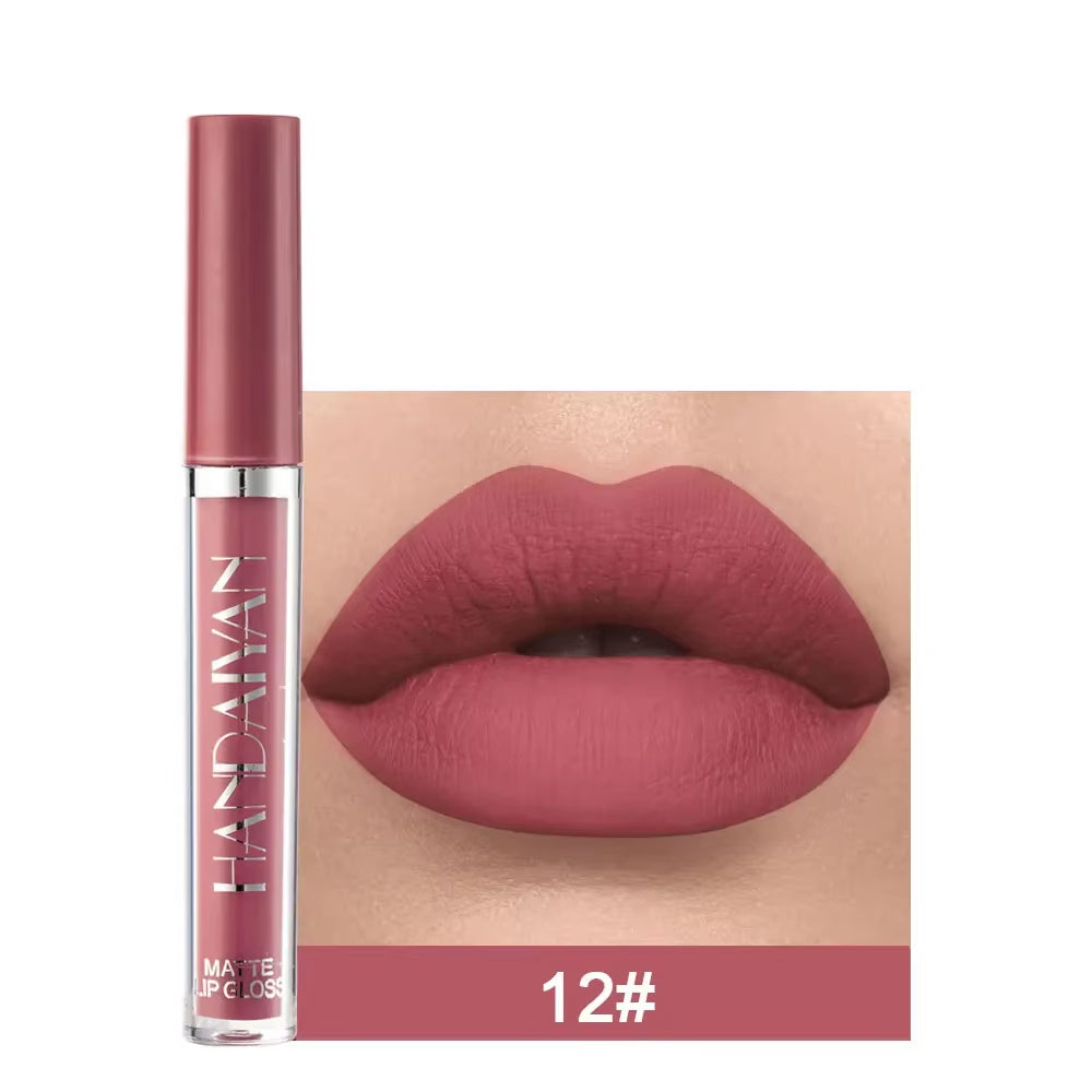 12 Colors Nude Liquid Lip Gloss Long-Lasting Cosmetics Lip Stick Cream Waterproof Matte Lipstick for Lips Silky Velvet Lip Tint