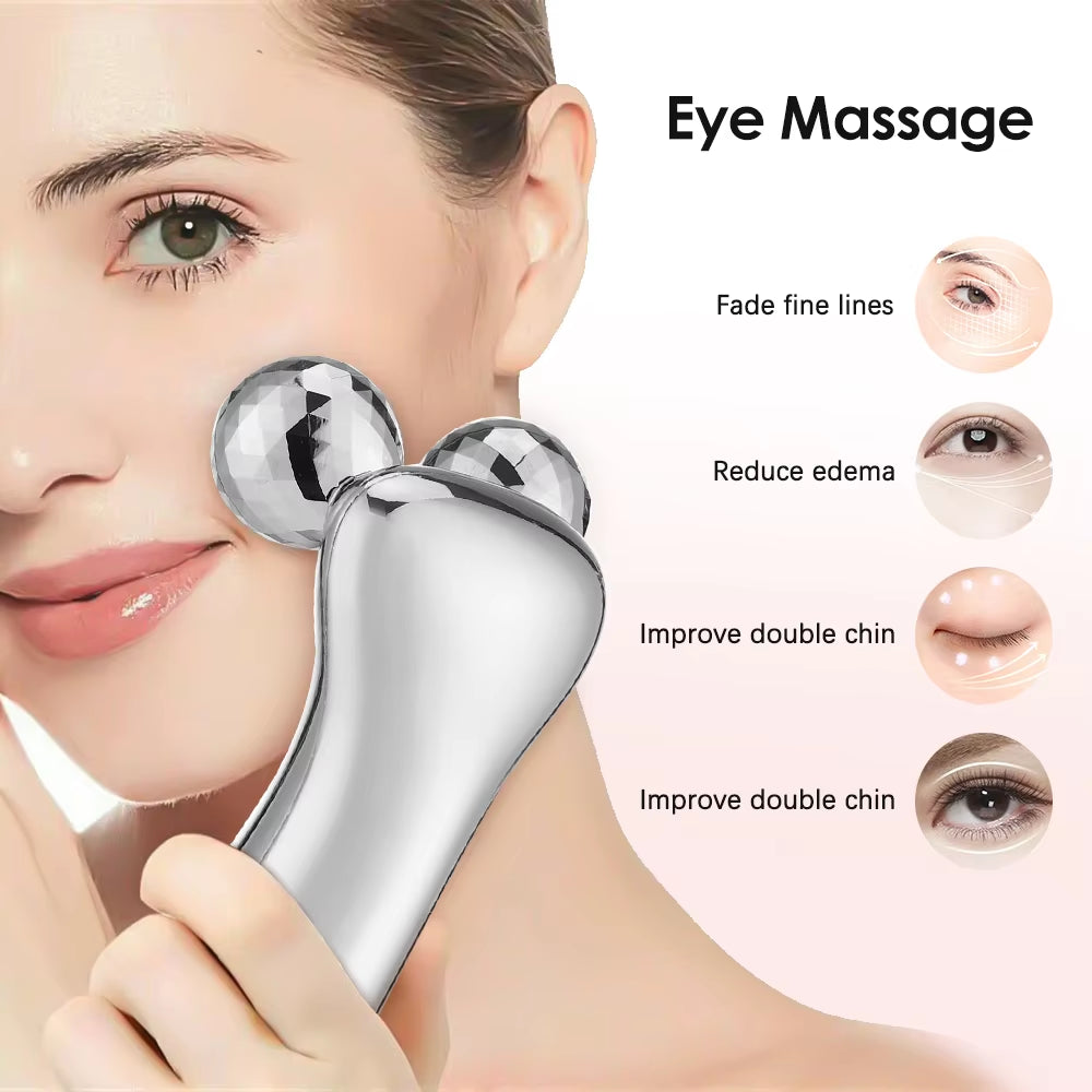 4D Roller Facial Massager EMS Face Lift Device V-Face Slimmer Skin Tightening Double Chin Remover Eye Care Massage Beauty Roller