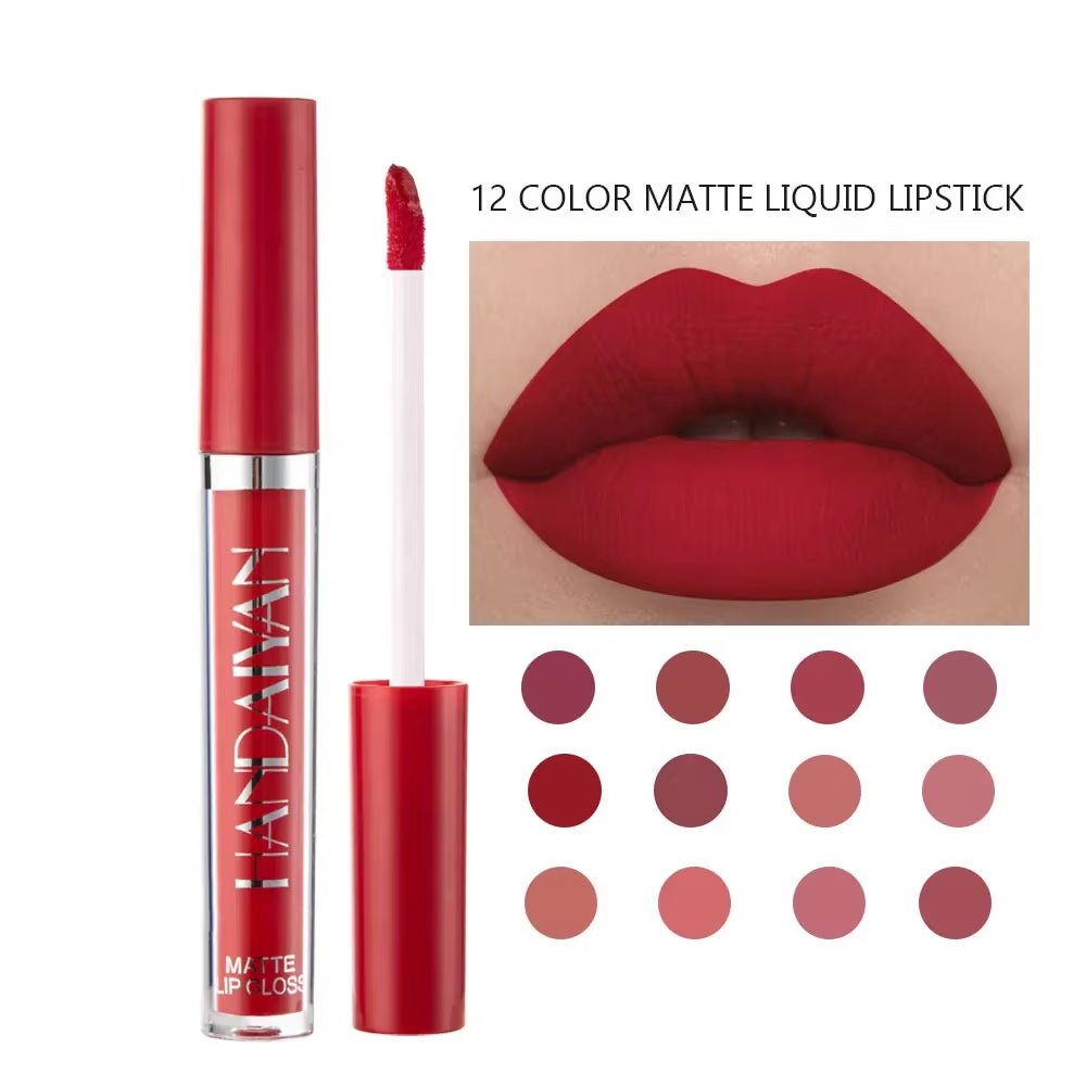 12 Colors Nude Liquid Lip Gloss Long-Lasting Cosmetics Lip Stick Cream Waterproof Matte Lipstick for Lips Silky Velvet Lip Tint